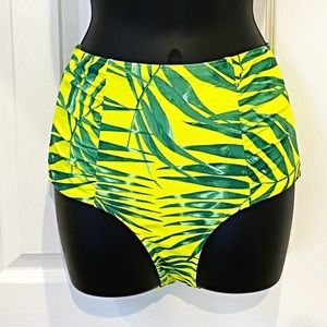 NWT AWEIE High Waist Yellow Leaf Print Swim Bottom